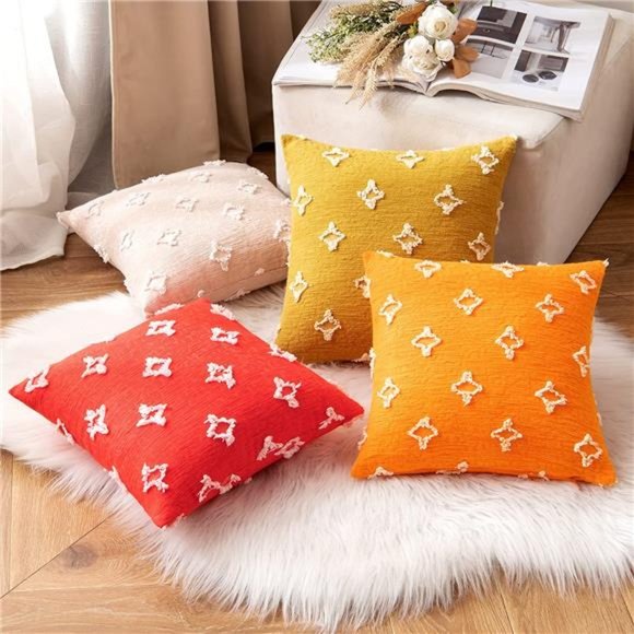 Set of 2 Decorative Throw Pillow Covers Jacquard Pillowcase Square Cushion Case - Picture 6 of 6
